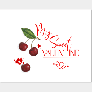 Sweet Valentine with Cherry Fruits Posters and Art